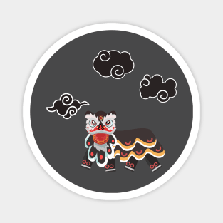 Black chinese lion dance Magnet